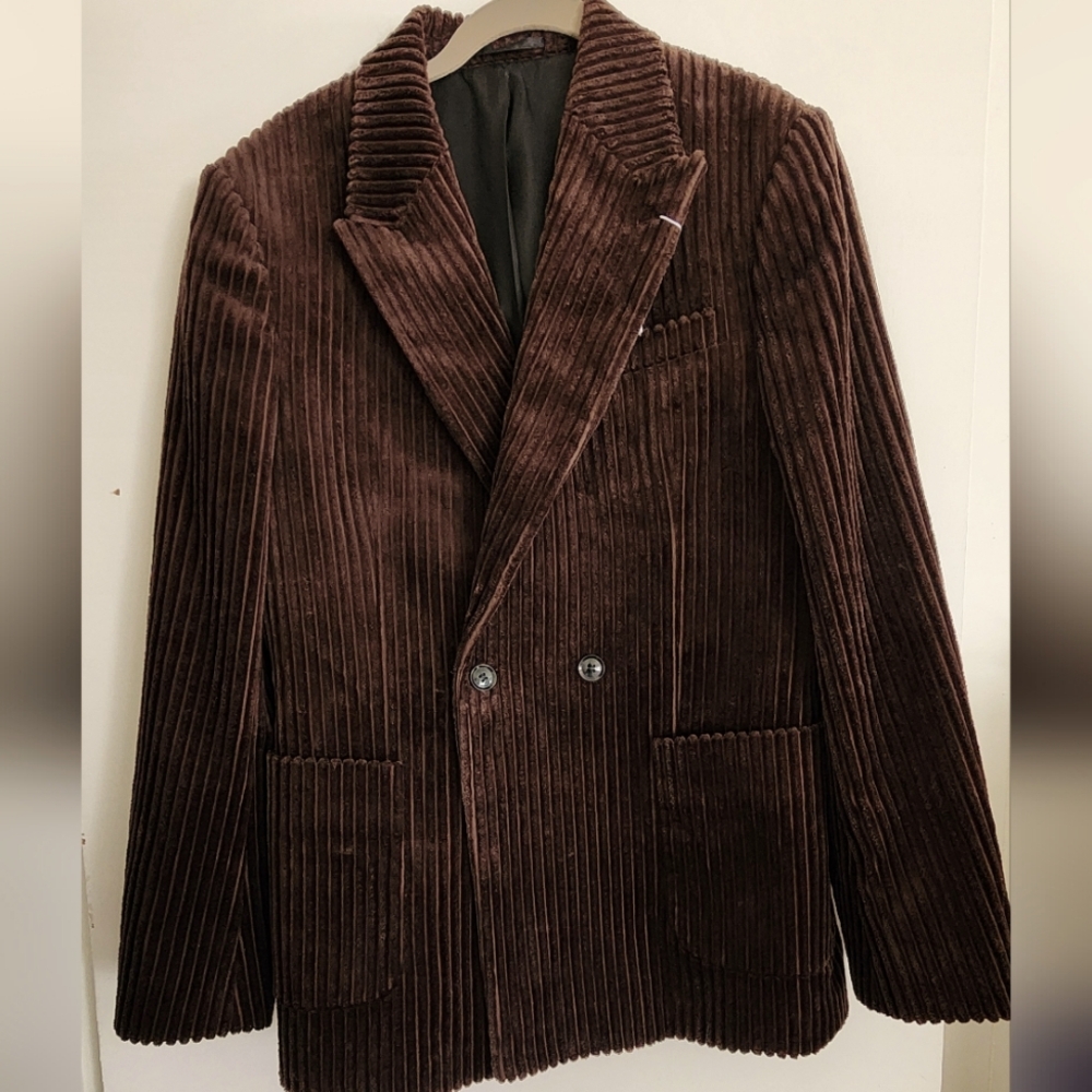Brown Corduroy Men's Blazer And Pants